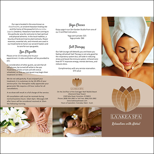 image of laakea spa brochure
